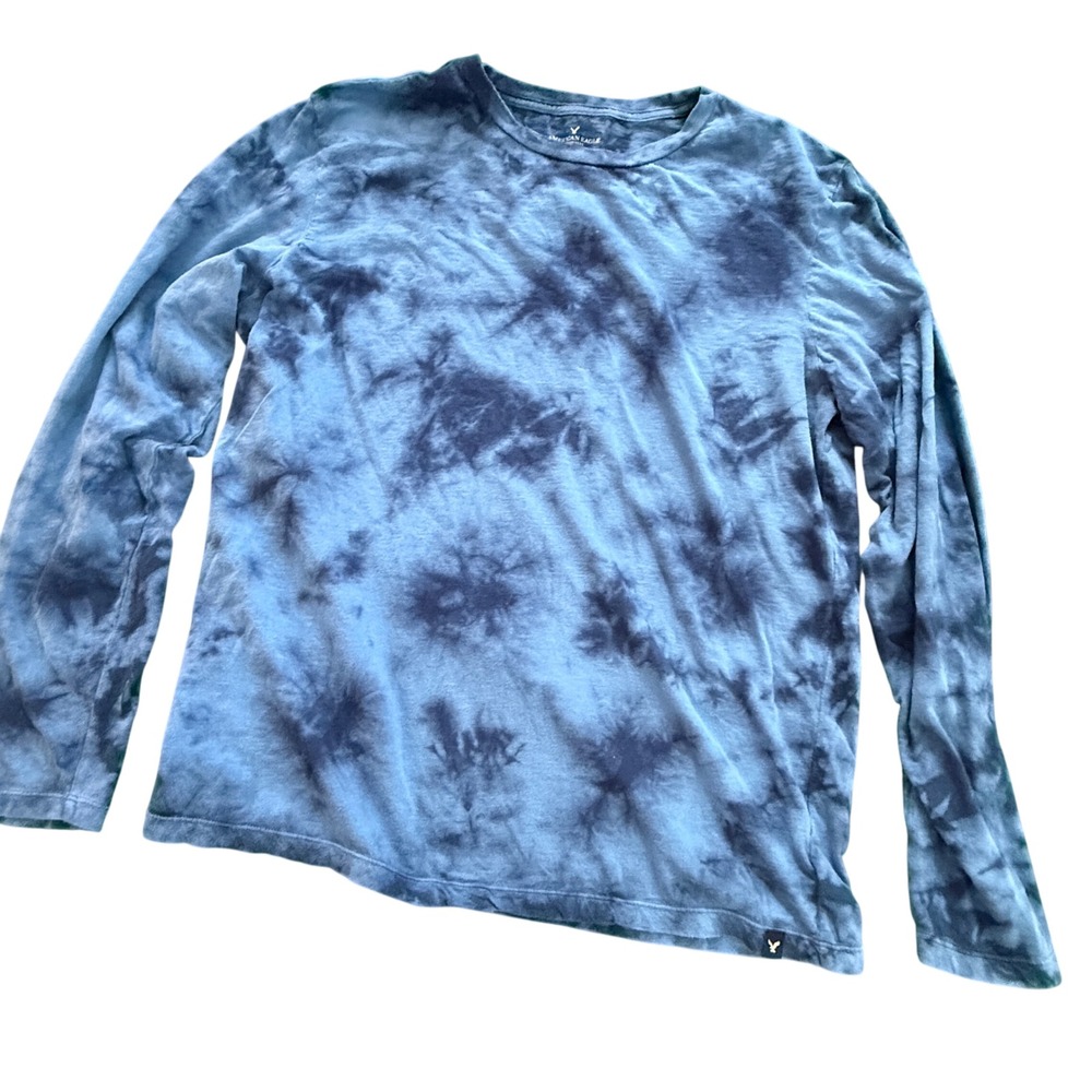 American Eagle Blue Tie Dye Long Sleeve Cotton Tee‎ Mens Large